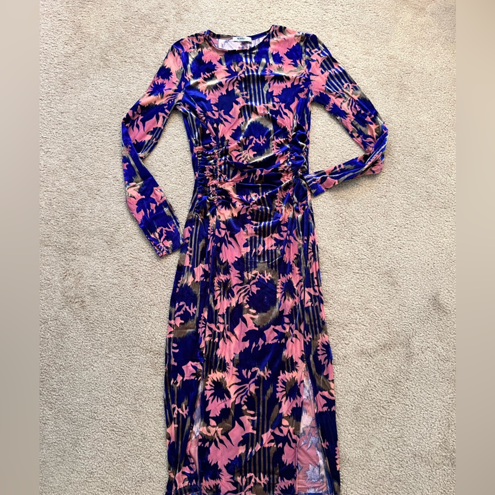 ZARA VELOUR MIDI DRESS